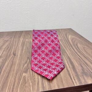 J.S. Blank & CO. Men's Red Silk Classic Geometric Silver Designer Neck Tie